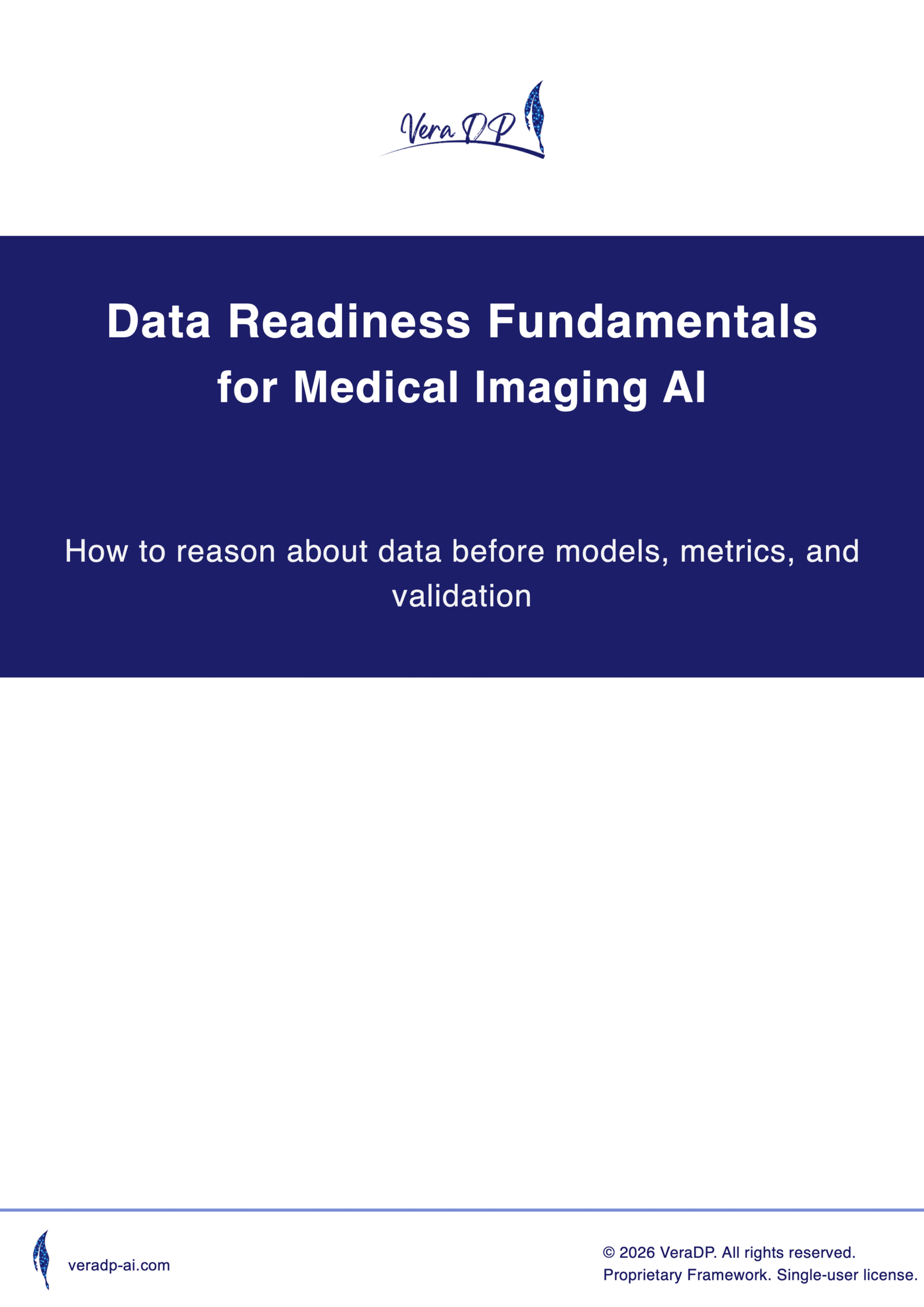 Cover image for the “Data Readiness Fundamentals for Medical Imaging AI,” a structured framework for reasoning about data decisions before model development.